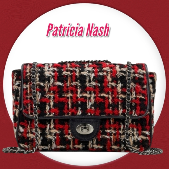 Patricia Nash Lorenza Tweed Flap Shoulder Bag Boucle - Picture 1 of 14